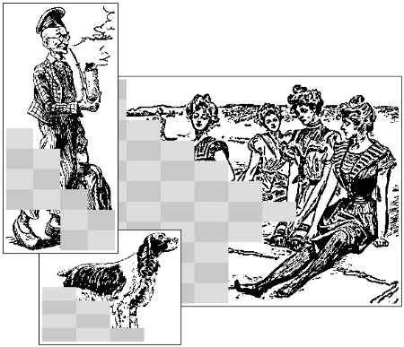 Sample Nonograms - At the Seaside, Man with the Giant Pipe.